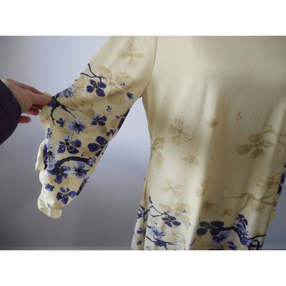 Yellow & Blue Floral Ruffle Dolman Tunic XL #1820-C8 - Picture 4 of 10